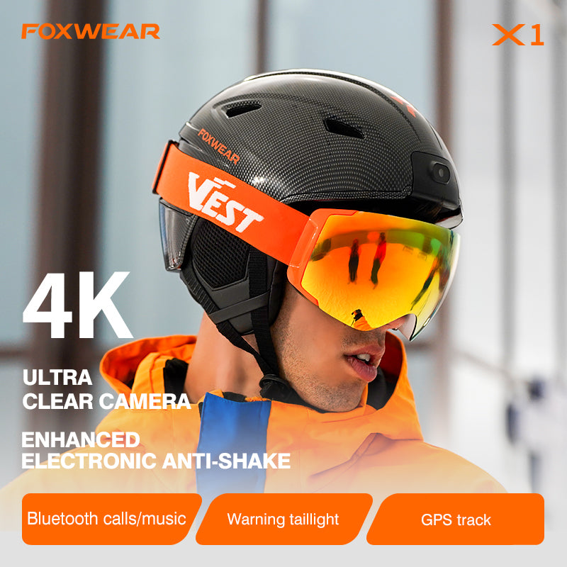 FOXWEAR X1 Ski Camera Helmet with 4K anti-shaking HD video recording WIFI App