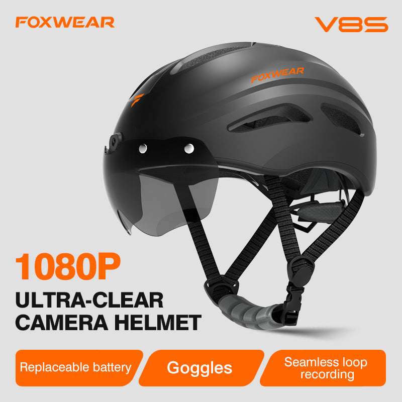 FOXWEAR V8S HD1080P Camera helmet WIFI APP TailLights for cyclists