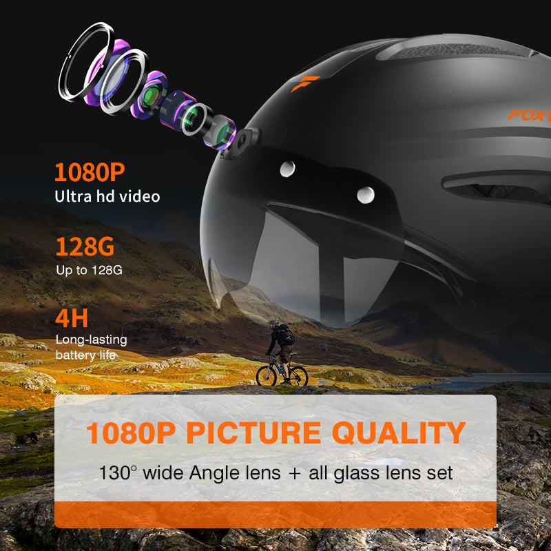FOXWEAR V8S HD1080P Camera helmet WIFI APP TailLights for cyclists