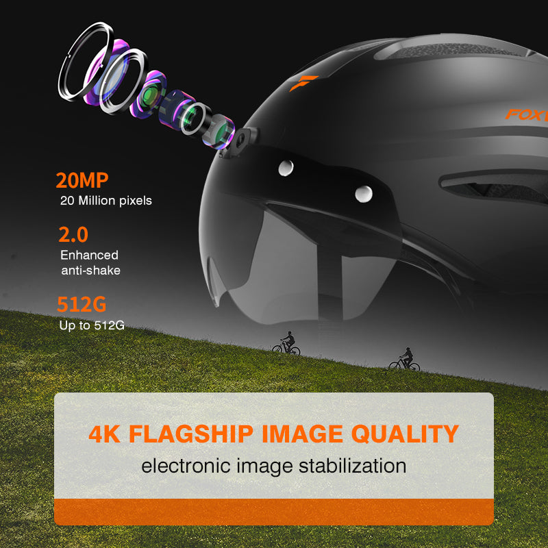 Foxwear V8 Pro 4K HD Camera smart cycling helmet  Anti-shaking Camera helmet Smart Helmet  with WIFI APP