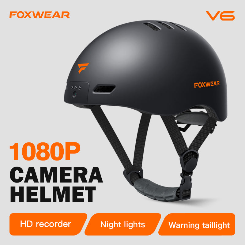 Foxwear V6 HD recording helmet night lights for commuting, skateboard and riding